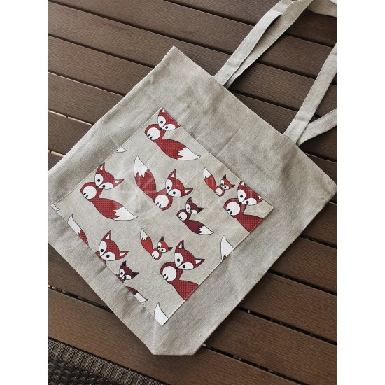 Printed semi-linen shopping bag "Fox"